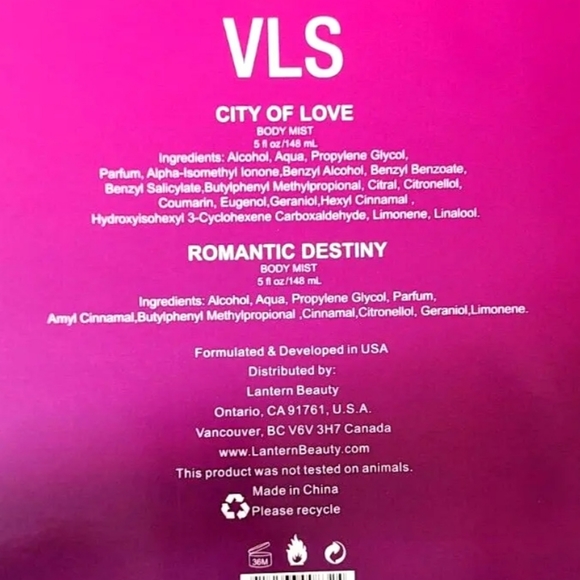 VLS Vital Luxury Signature Body Mist City of Love Romantic Destiny 5 fl oz Each - Picture 2 of 2